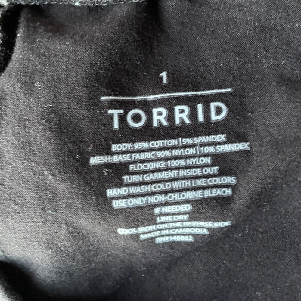 Torrid Black Cotton Blend Shorts with mesh bottoms workout or just look cute 1X - Picture 3 of 3